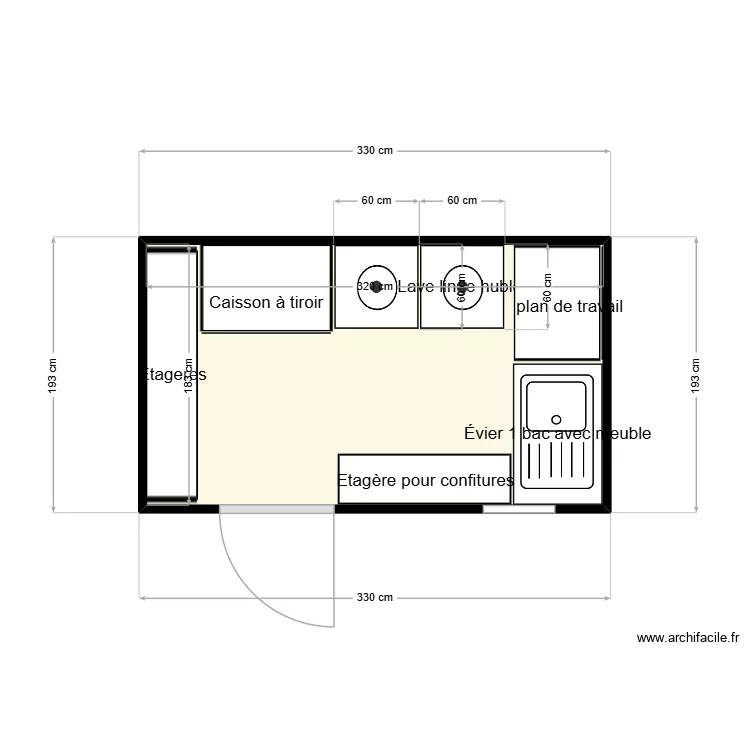 Plan Cuisine Stef. Plan de 1  et 6 m²
