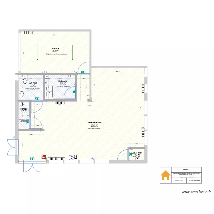 R&eacute;habilitation anciens locaux communaux en biblioth&egrave;que Lot 06 Electricit&eacute;. Plan de 