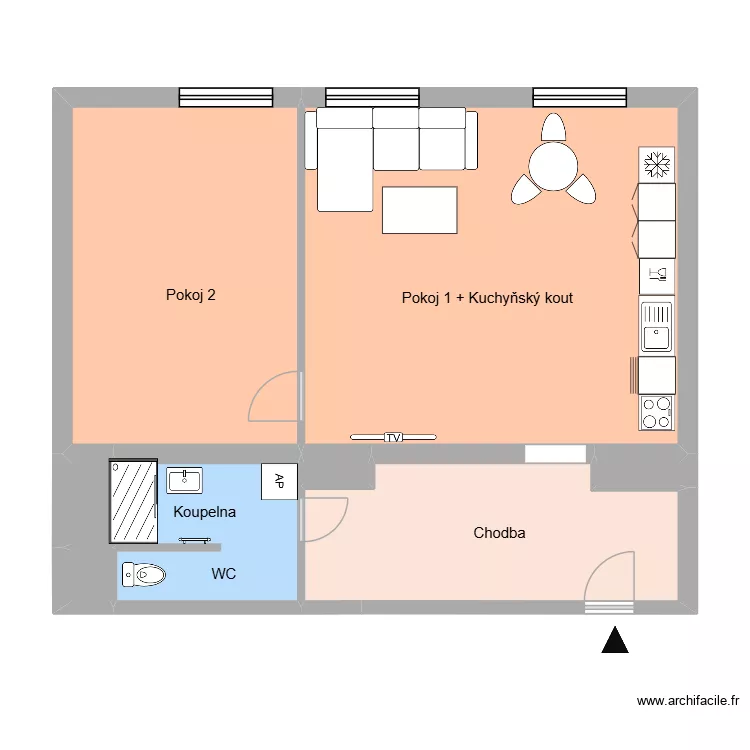 Jana Nerudy 613 byt 2 OV. Plan de 7  et 73 m²