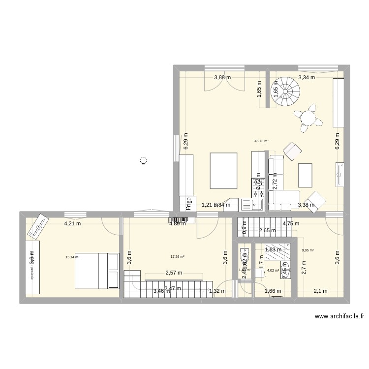 boussieu 2 matt. Plan de 6 pièces et 94 m2