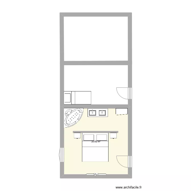 KAZ terre rouge. Plan de 1  et 20 m²