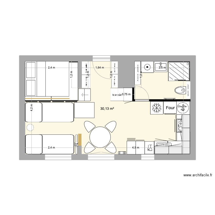 Biarritz 10 nuit 1. Plan de 1 pièce et 30 m2