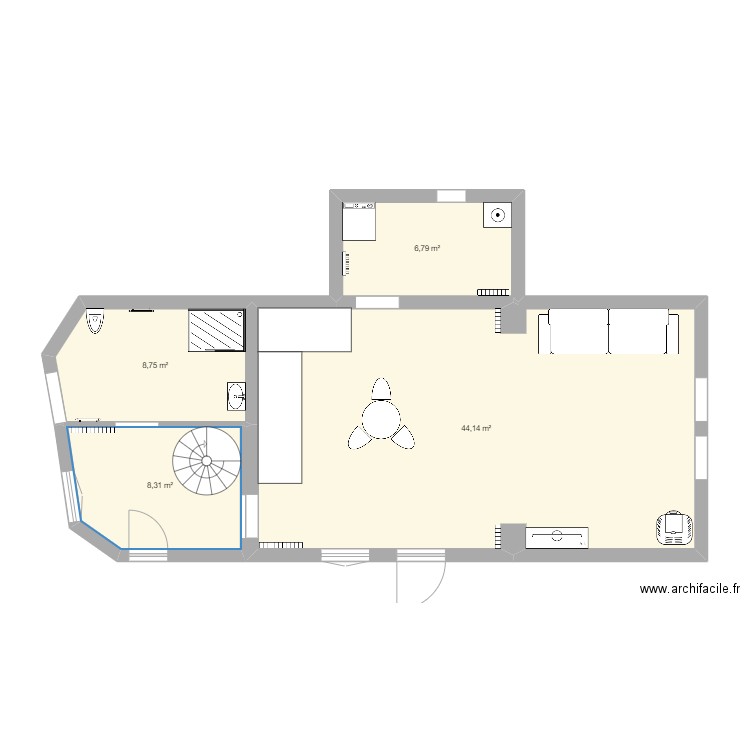 Maison Lolo. Plan de 4 pièces et 68 m2