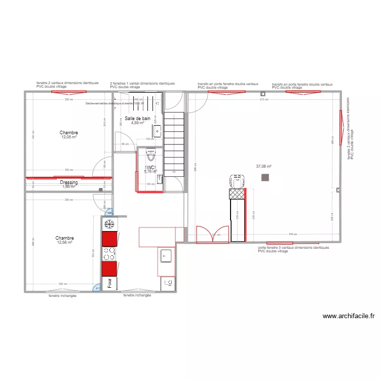 RdC r&eacute;nov&eacute; cuisine labo sans elec. Plan de 