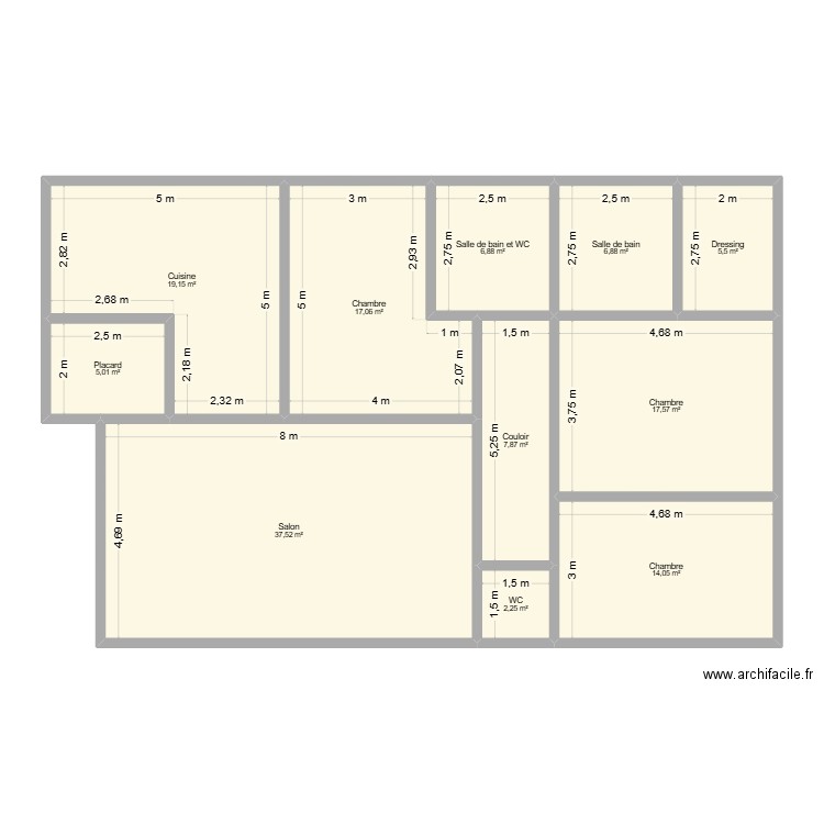 Maison NTCHENGUE. Plan de 11 pièces et 140 m2
