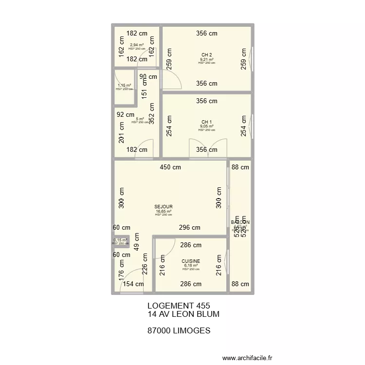 455  14 AV LEON BLUM. Plan de 