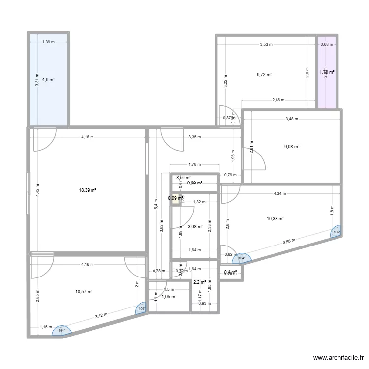Apart Auditorium. Plan de 14  et 82 m²