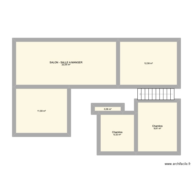 maison griffons. Plan de 6 pièces et 63 m2