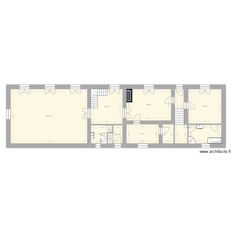 POUILLE   EDL  RDC. Plan de 9 pièces et 149 m2