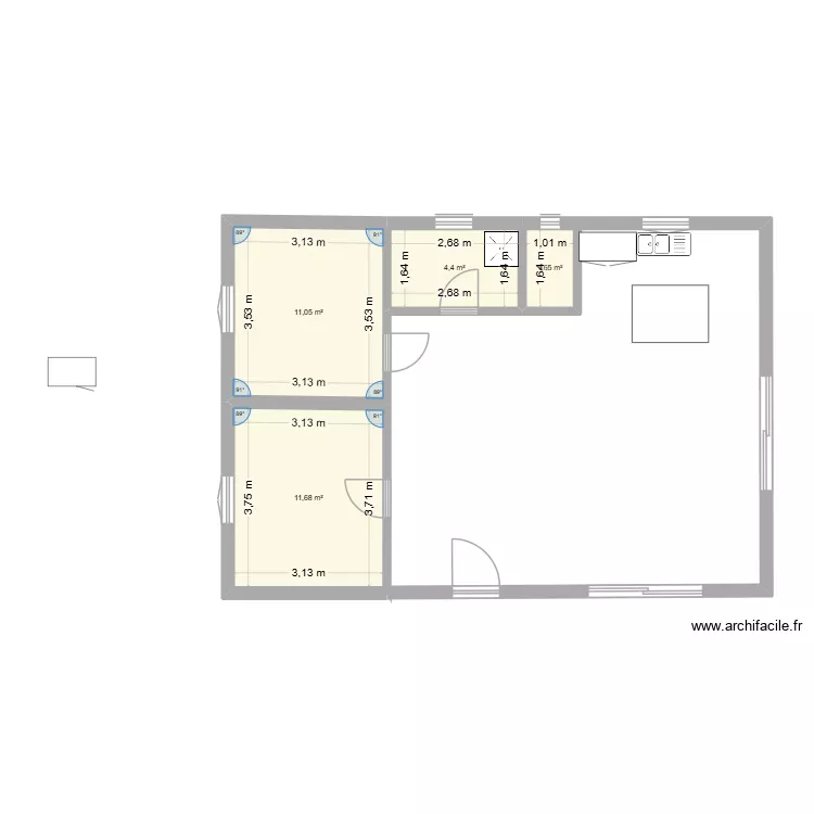 MAISON TYPE. Plan de 4  et 29 m²