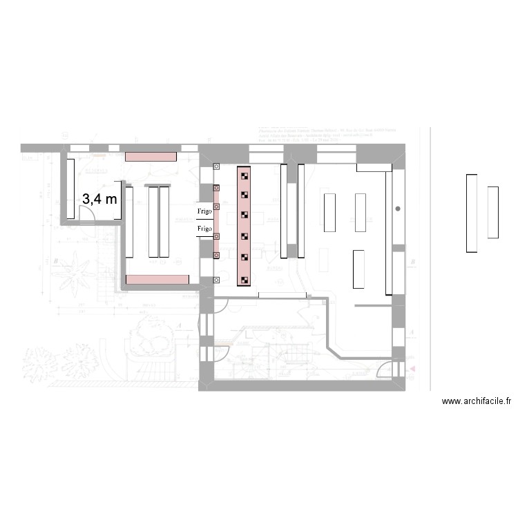 Plan pharmacie ancienne 6. Plan de 2 pièces et 100 m2