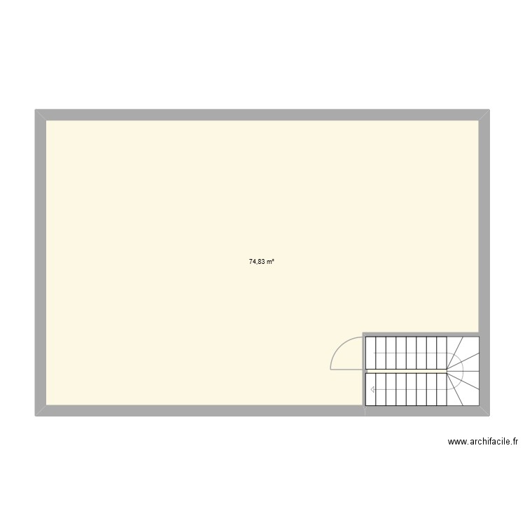 grenier. Plan de 1 pièce et 75 m2