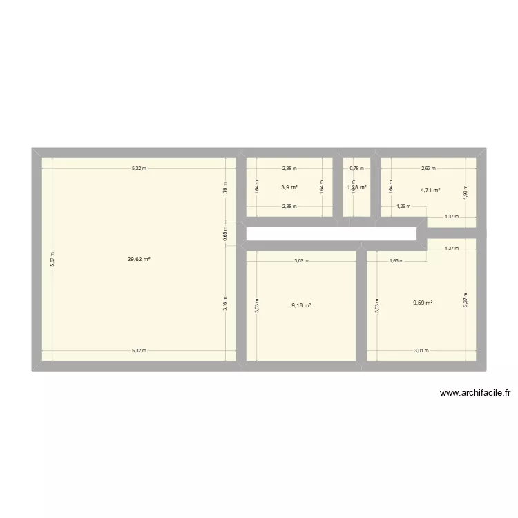 Appartement. Plan de 6  et 58 m²