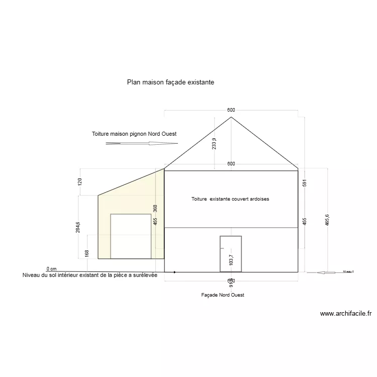Fa&ccedil;ade Nord Ouest 123. Plan de 