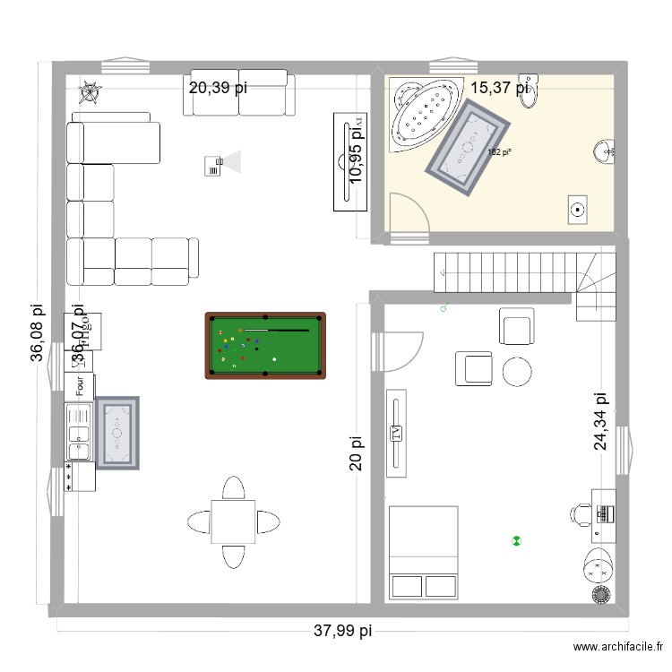archidure. Plan de 1 pièce et 15 m2