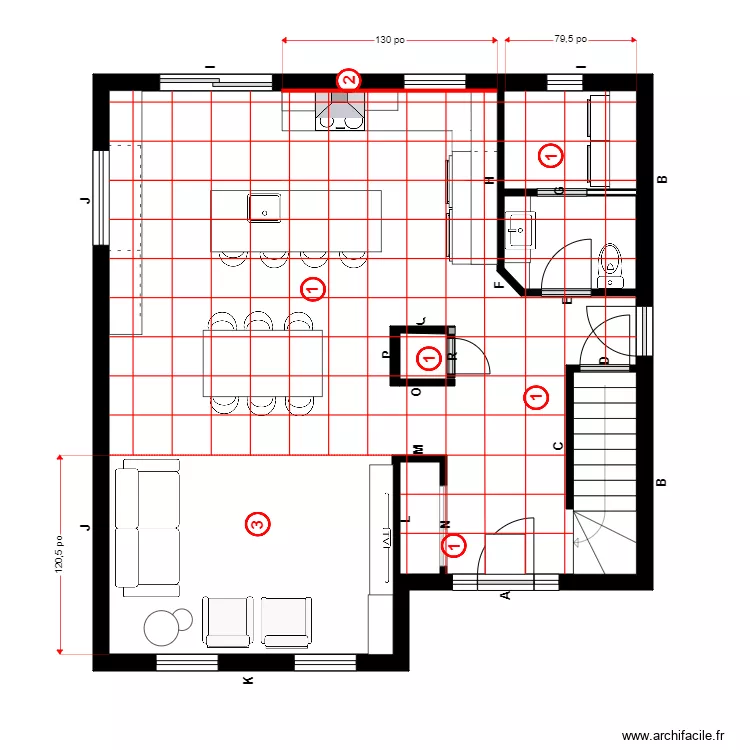 Lefrancois pose. Plan de 2  et 64 m²