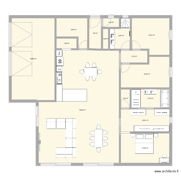 plan3. Plan de 15 pièces et 192 m2