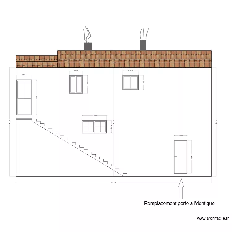 fa&ccedil;ade nord. Plan de 