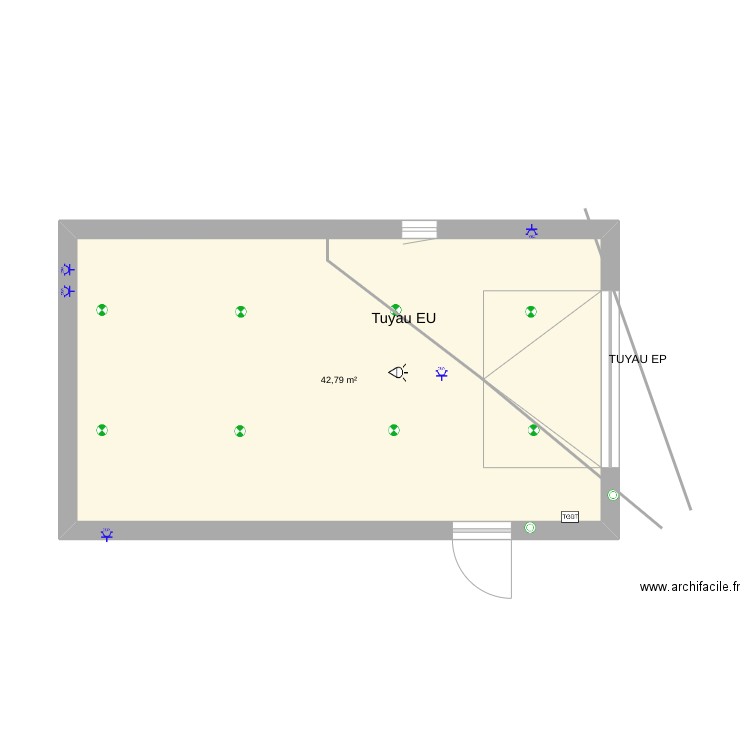 Garage. Plan de 1 pièce et 43 m2