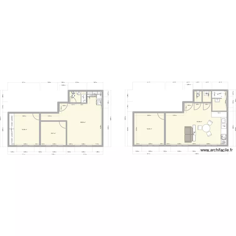 Perdrix meublé. Plan de 5 Pièces et 102 m² Perdrix meublé. Plan de 5 Pièces et 102 m²