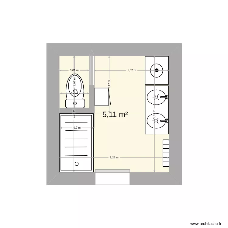 salle de bain. Plan de 1 et 5 m² salle de bain. Plan de 1 et 5 m²