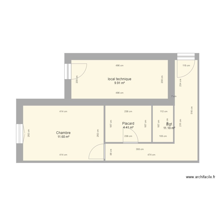 CATTEAU. Plan de 4 pièces et 37 m2