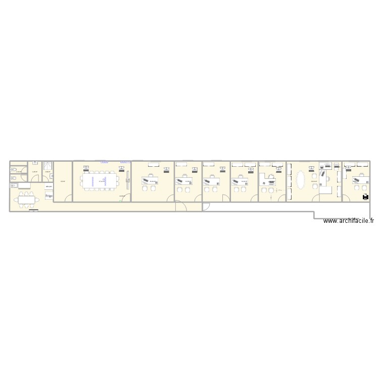 Bureaux 2. Plan de 12 pièces et 189 m2