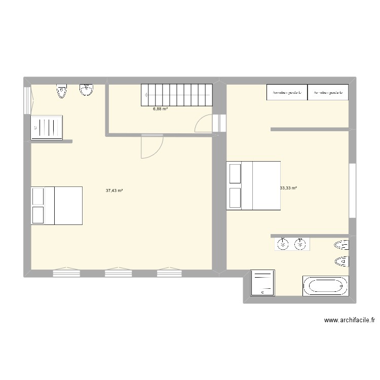 Chavannes habitation+écurie. Plan de 5 pièces et 77 m2