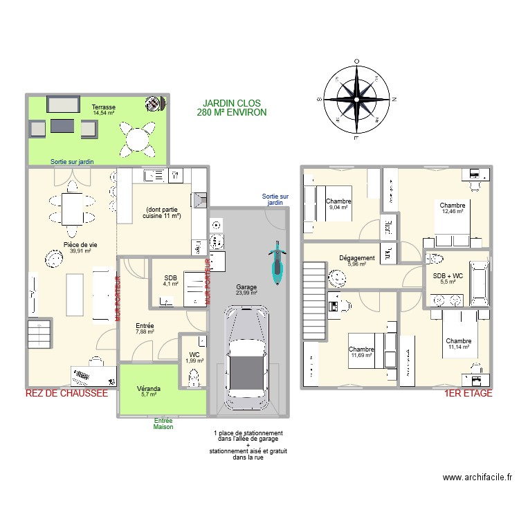 BRIARD. Plan de 32 pièces et 315 m2