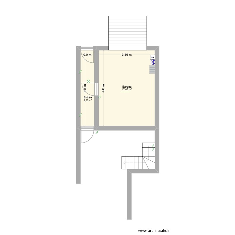 maison. Plan de 2 pièces et 21 m2
