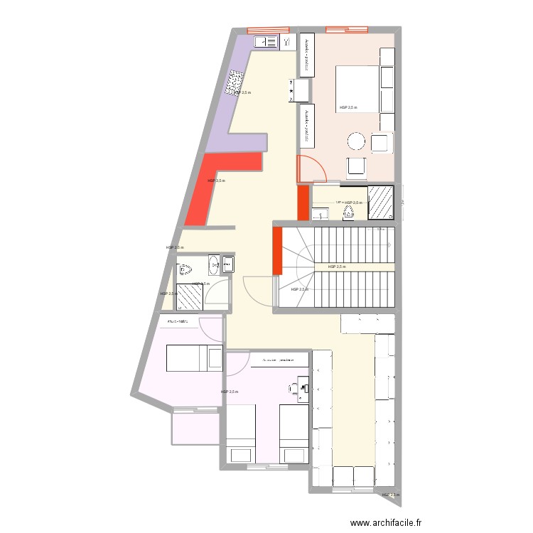 MAISON BG 1 ER ETAGE. Plan de 7 pièces et 97 m2