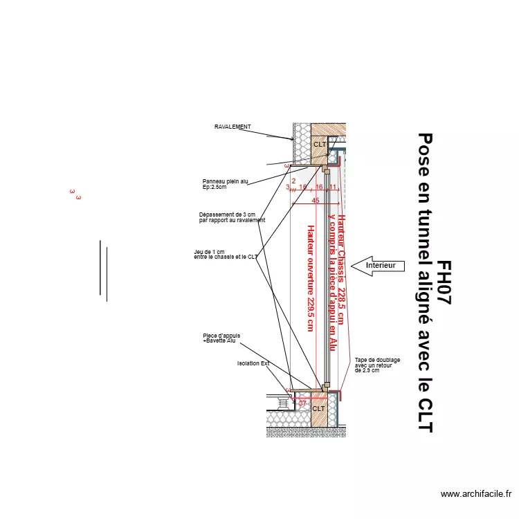 FH07 coupe en hauteur. Plan de 