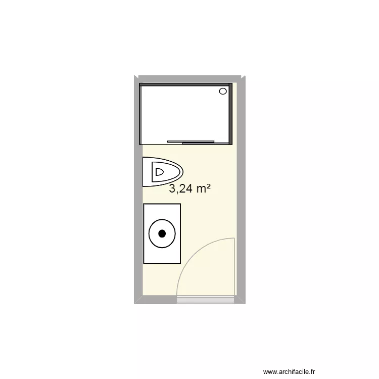 Salle de bain 02. Plan de 1  et 3 m²
