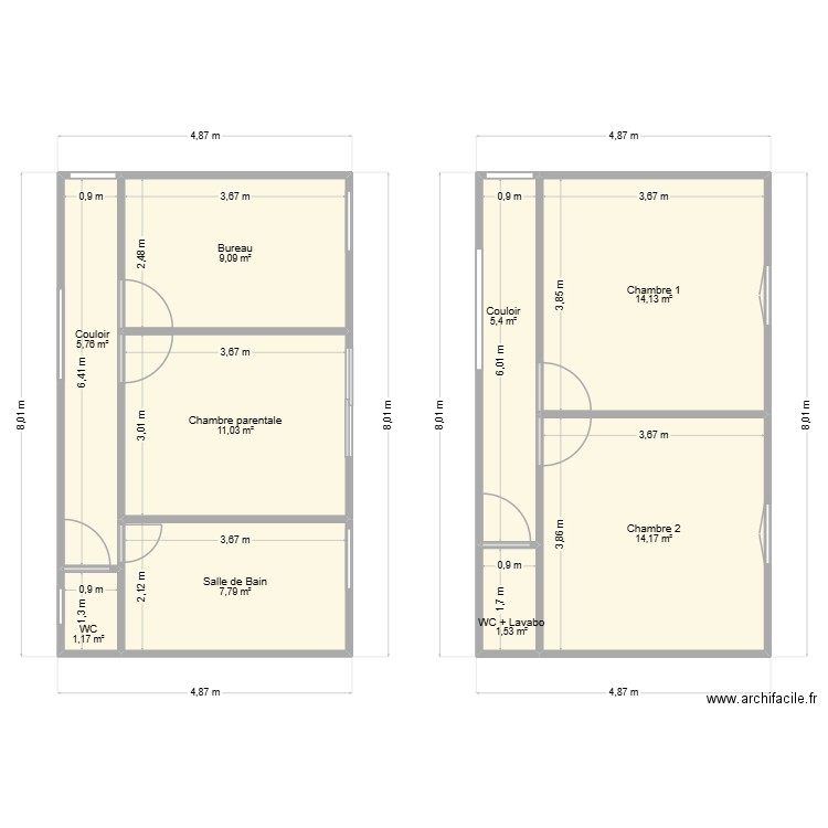 Plan MAISON LA LANDE. Plan de 9 pièces et 70 m2