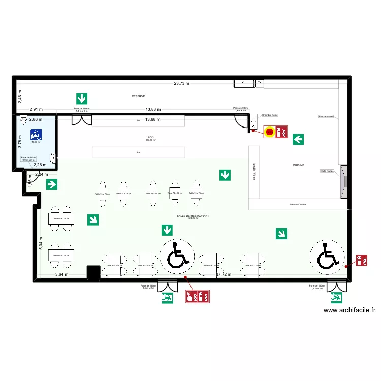 Plan d'Implantation  ARVE GRILL. Plan de 4  et 324 m²