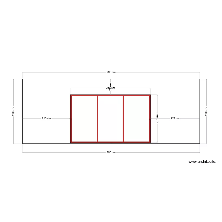 Fa&ccedil;ade rose oeust. Plan de 