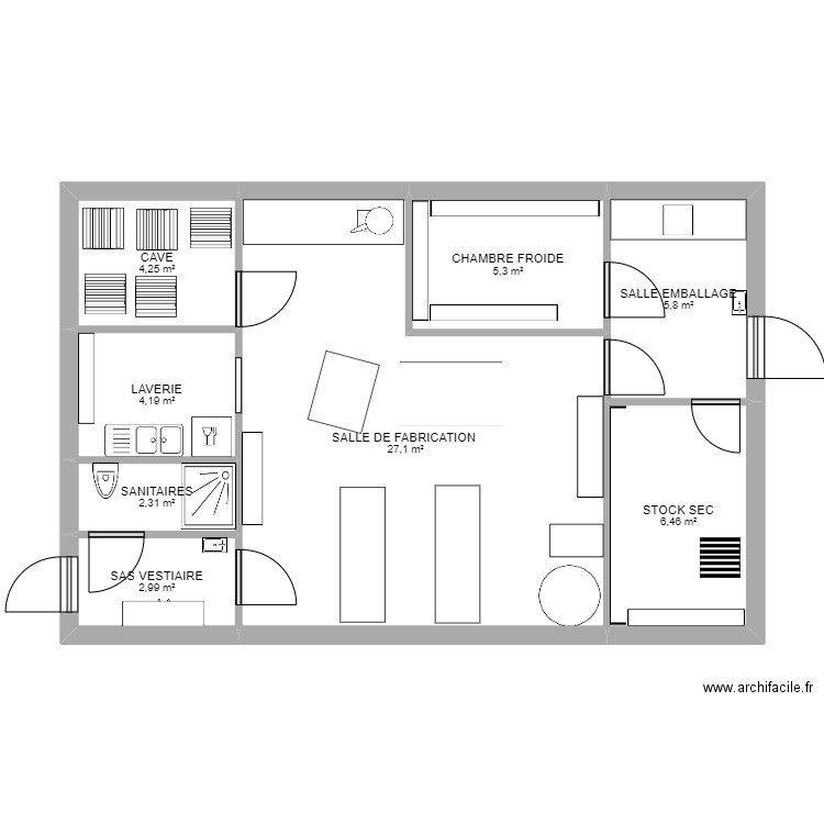 plan al 4. Plan de 8 pièces et 58 m2