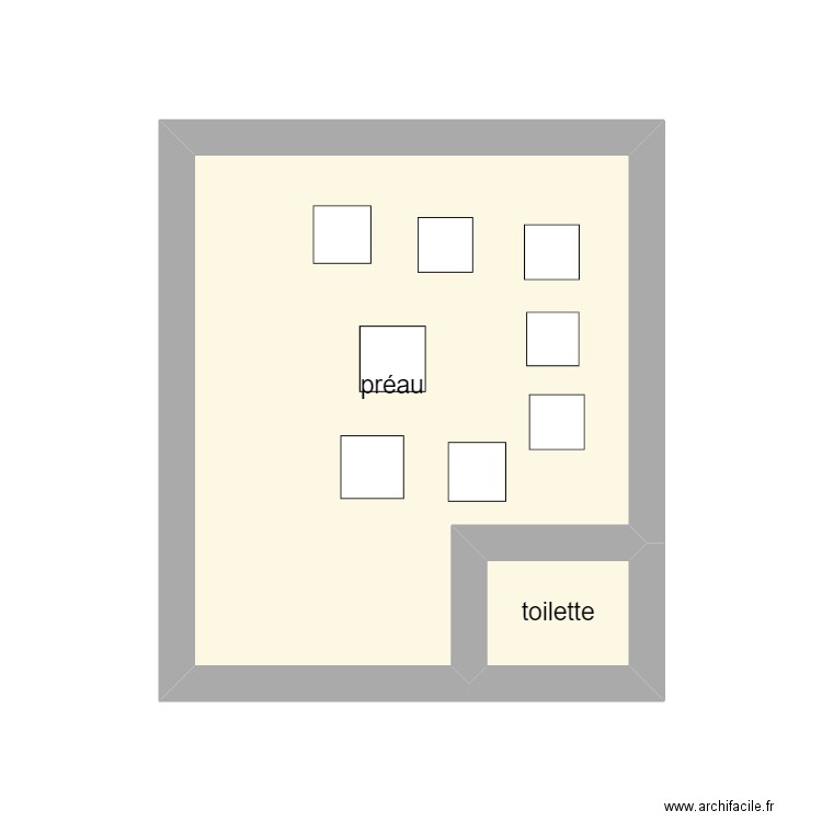 préau. Plan de 2 pièces et 11 m2