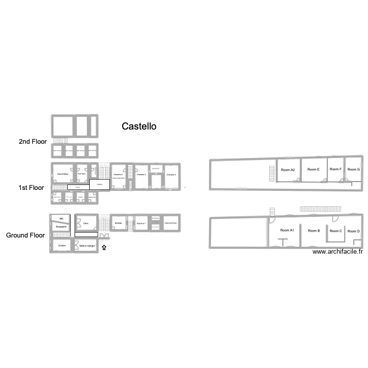 Castello di Mombarone. Plan de 26  et 135 m²