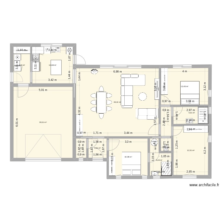 Projet maison n°2. Plan de 13 pièces et 137 m2