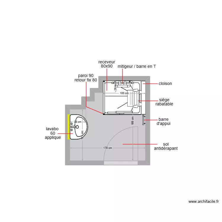 chennit. Plan de 1  et 3 m²