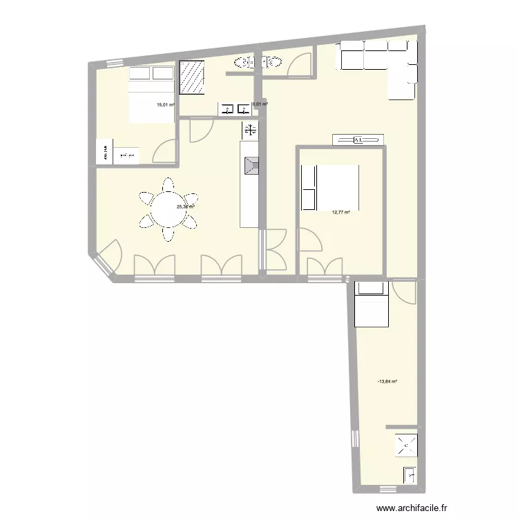 2 mod. Plan de 5 pièces et 68 m²