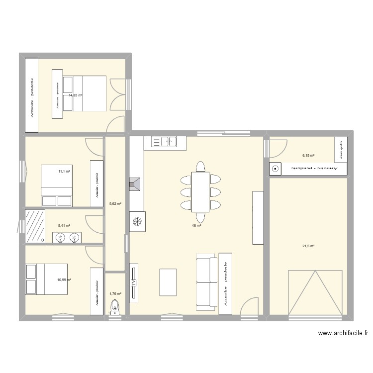 PLAN 1. Plan de 9 pièces et 125 m2