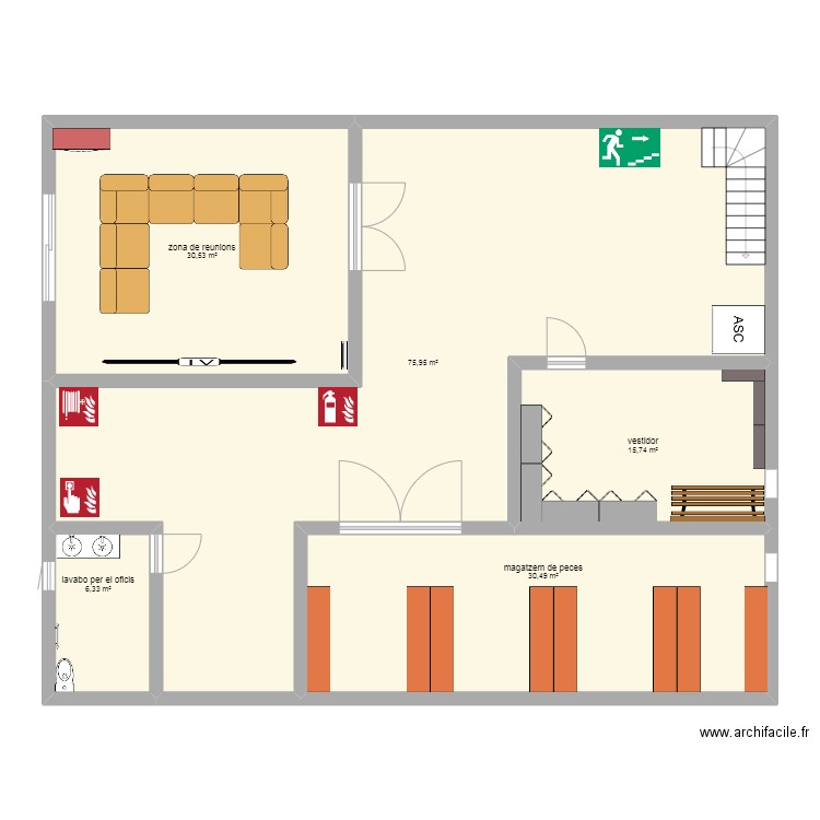 planta de arriba. Plan de 5 pièces et 159 m2