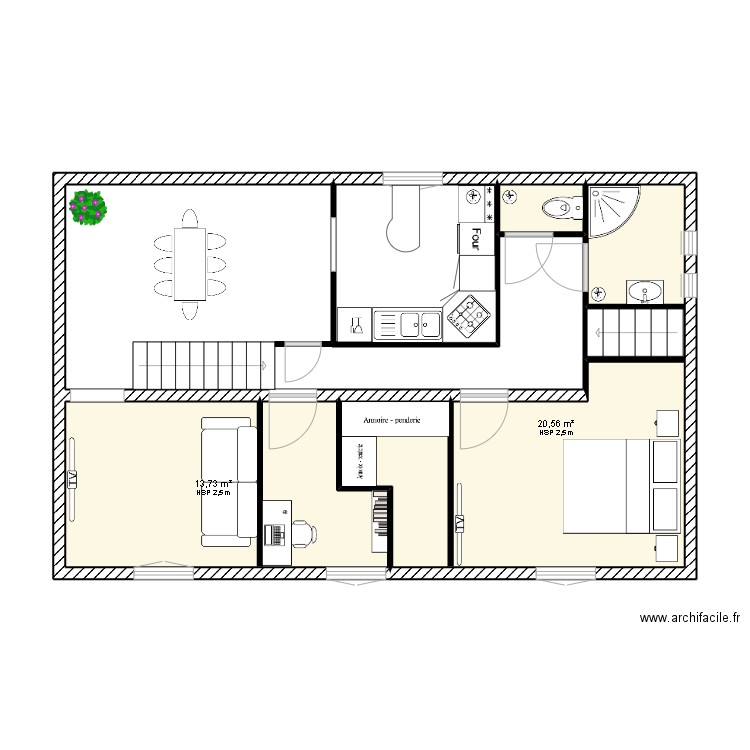 N°1 PLAN MAISON. Plan de 5 pièces et 58 m2