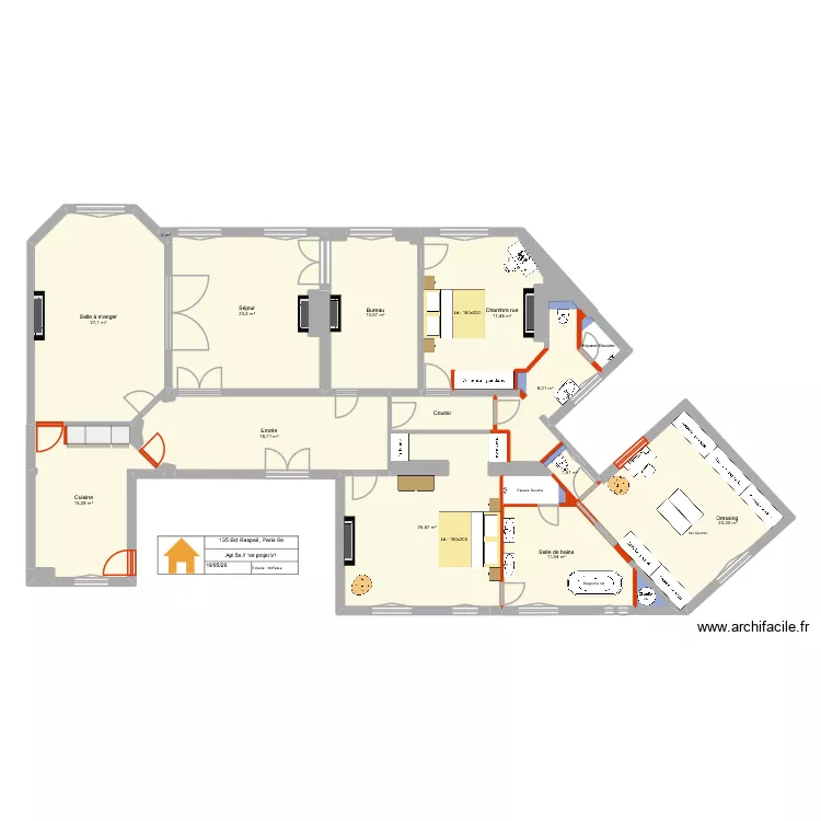 135 Raspail 5e Projet V3. Plan de 27 et 196 m² 135 Raspail 5e Projet V3. Plan de 27 et 196 m²