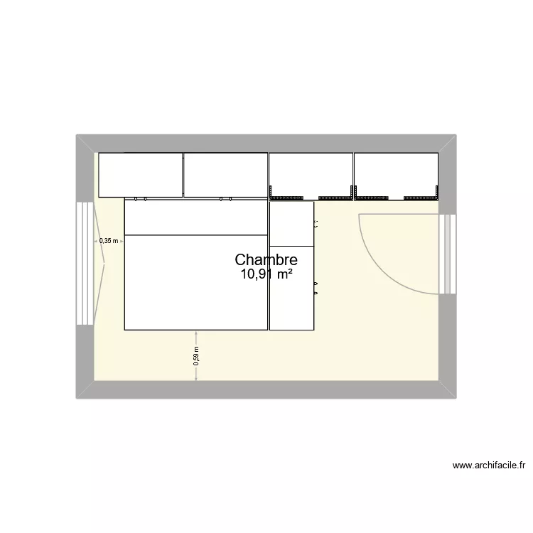 CHAMBRE. Plan de 1  et 11 m²
