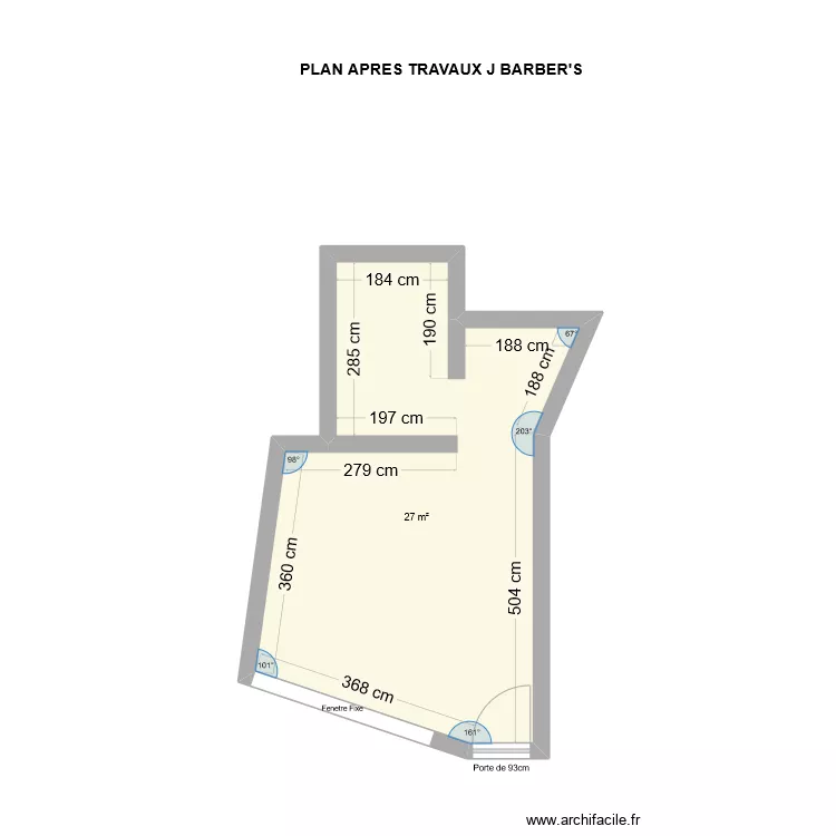 PLAN J BARBER'S APRES TRAVAUX . Plan de 