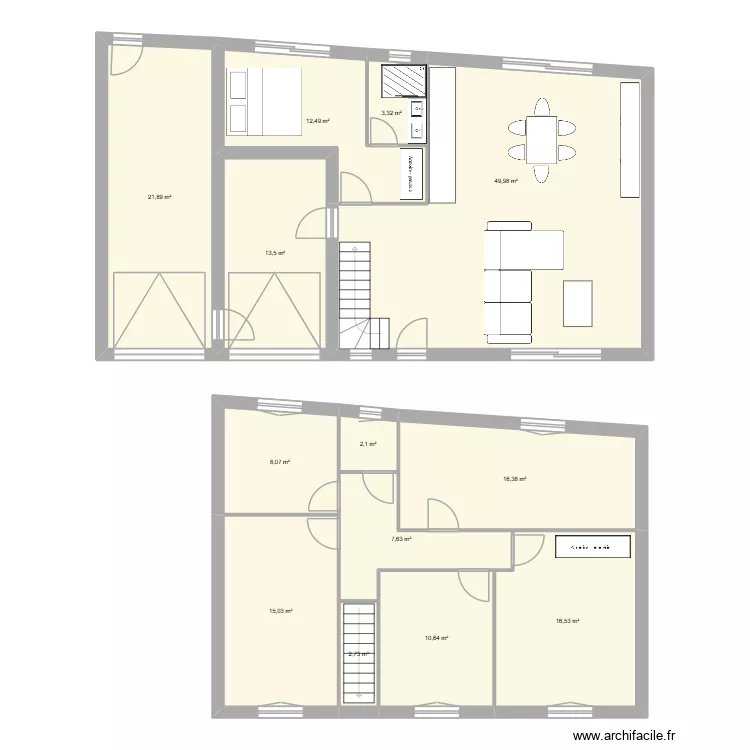 MAISON 2. Plan de 13  et 180 m²