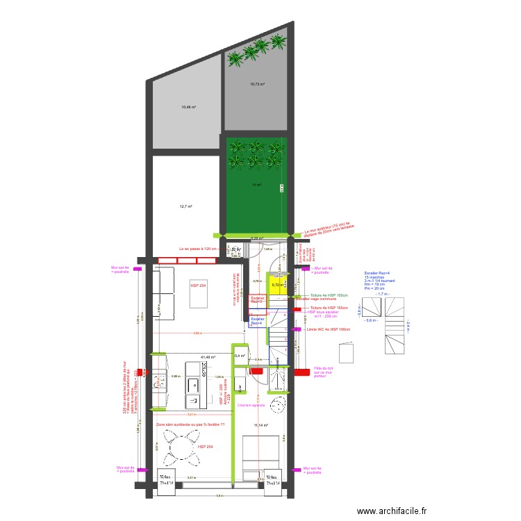 BAUCQ 77 3e étage aménagé V2. Plan de 10 pièces et 99 m2